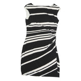 LAUREN RALPH LAUREN Womens Black & White Striped Day Polyester Dress L