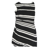 LAUREN RALPH LAUREN Womens Black & White Striped Day Polyester Dress L