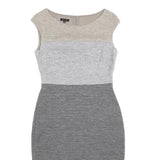 ESCADA Womens Beige & Light Grey & Grey Sleeveless Wool Blend Bodycon Dress S