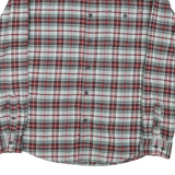 Mens Red & Grey Check Cotton Shirt L Button-Down Collar Long Sleeve Casual