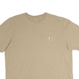 CARHARTT Mens Beige Pocket T-Shirt XL Short Sleeve Crew Neck Cotton Casual
