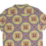 MYSTERY LAND Mens Purple Printed Classic Shirt Short Sleeve Button Collar L