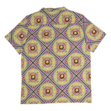 MYSTERY LAND Mens Purple Printed Classic Shirt Short Sleeve Button Collar L