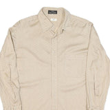 Mens Beige & Brown Patterned Shirt M Cotton Blend Classic Casual Button Down