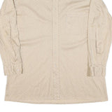 Mens Beige & Brown Patterned Shirt M Cotton Blend Classic Casual Button Down