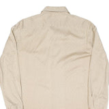 Mens Beige & Brown Patterned Shirt M Cotton Blend Classic Casual Button Down