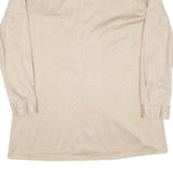 Mens Beige & Brown Patterned Shirt M Cotton Blend Classic Casual Button Down