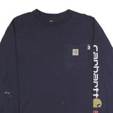 CARHARTT Mens Navy Blue Graphic T-Shirt M Long Sleeve Crew Neck Workwear