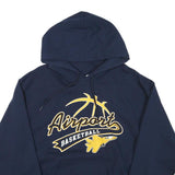 GILDAN Mens Blue Airport Basketball Hoodie M Cotton Blend Pullover Sweatshirt