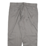 DICKIES Mens Grey Cotton Blend Regular Straight Trousers W40 L30 Workwear Zip