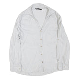 ZARA Womens White Basic Shirt Long Sleeve Collared M Button Front Casual