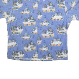 PIERRE CARDIN Mens Blue Hawaiian Shirt 2XL Tropical Print Casual Summer