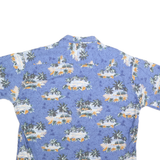 PIERRE CARDIN Mens Blue Hawaiian Shirt 2XL Tropical Print Casual Summer