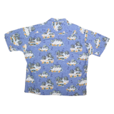 PIERRE CARDIN Mens Blue Hawaiian Shirt 2XL Tropical Print Casual Summer