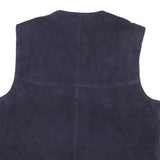 BEAVERS Mens Blue Leather Button Jacket Vest M Suede Plain