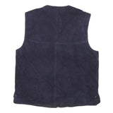 BEAVERS Mens Blue Leather Button Jacket Vest M Suede Plain