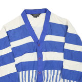BOCCI Mens Blue & White Striped Button Jacket M Polyester Blend Casual Style