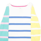 JOULES Womens White Blue & Pink Yellow Stripe Long Sleeve Crew Neck T-Shirt UK