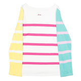 JOULES Womens White Blue & Pink Yellow Stripe Long Sleeve Crew Neck T-Shirt UK
