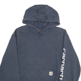 CARHARTT Mens Navy Blue Hoodie L Cotton Blend Pullover Casual Wear Street Style