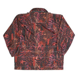 Womens Red Polyester Blend Animal Print Zip Jacket XS Casual Outerwear