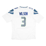 NFL Mens White Seahawks Wilson Football Shirt M Short Sleeve V-Neck
