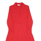 HOBBS LONDON Womens Red Day Polyester Blend Plain Long Sleeve Knee Length UK 12