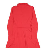 HOBBS LONDON Womens Red Day Polyester Blend Plain Long Sleeve Knee Length UK 12