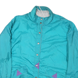Womens Turquoise & Purple Reversible Synthetic Button Jacket L Woven Casual