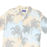 JACK & JONES Mens Blue & Beige Tropical Palm Tree Print Shirt L Summer Casual
