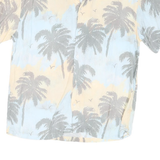 JACK & JONES Mens Blue & Beige Tropical Palm Tree Print Shirt L Summer Casual