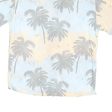JACK & JONES Mens Blue & Beige Tropical Palm Tree Print Shirt L Summer Casual