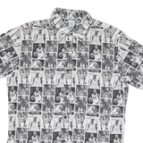 CELEBRITY ICONS Mens Black & White Sport Icon Print Shirt M Button Casual