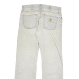 CARHARTT Mens Jeans Beige Regular Straight Denim Light W33 L34 Cotton Blend Zip