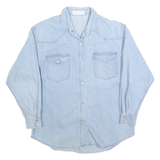 ANCHOR BLUES Womens Blue Denim Shirt L Casual Western Style Long Sleeve Button