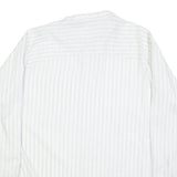 LIBERO Mens White Blue Striped Shirt 2XL Cotton Blend Long Sleeve Button Collar