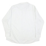 LIBERO Mens White Blue Striped Shirt 2XL Cotton Blend Long Sleeve Button Collar