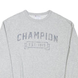 CHAMPION Mens Grey Logo Crew Neck L Sweatshirt Cotton Blend Pullover