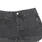 LEVI'S Womens Shorts Black Denim Cut-Off M W26 Raw Hem Distressed Casual
