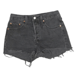 LEVI'S Womens Shorts Black Denim Cut-Off M W26 Raw Hem Distressed Casual