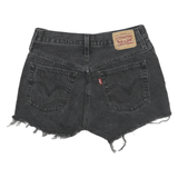 LEVI'S Womens Shorts Black Denim Cut-Off M W26 Raw Hem Distressed Casual