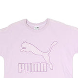 PUMA Womens Pink Cotton Blend Crew Neck UK 12 Logo Sweatshirt Casual