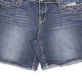 RUE 21 Womens Denim Blue Casual Shorts L W30 Embroidered Pockets Stylish