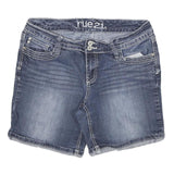 RUE 21 Womens Denim Blue Casual Shorts L W30 Embroidered Pockets Stylish