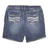 RUE 21 Womens Denim Blue Casual Shorts L W30 Embroidered Pockets Stylish