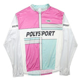 TZAMO Mens Pink & Blue Polysport Zip Jacket L Polyester Blend Colourblock