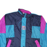 Mens Blue & Purple Nylon Classic Jacket M Zip Retro Shell Windbreaker Colorblock