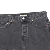 LEVI'S Womens Black Denim Mini Skirt Cotton Blend Distressed Edges M