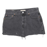 LEVI'S Womens Black Denim Mini Skirt Cotton Blend Distressed Edges M