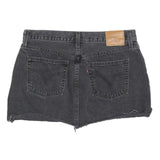 LEVI'S Womens Black Denim Mini Skirt Cotton Blend Distressed Edges M